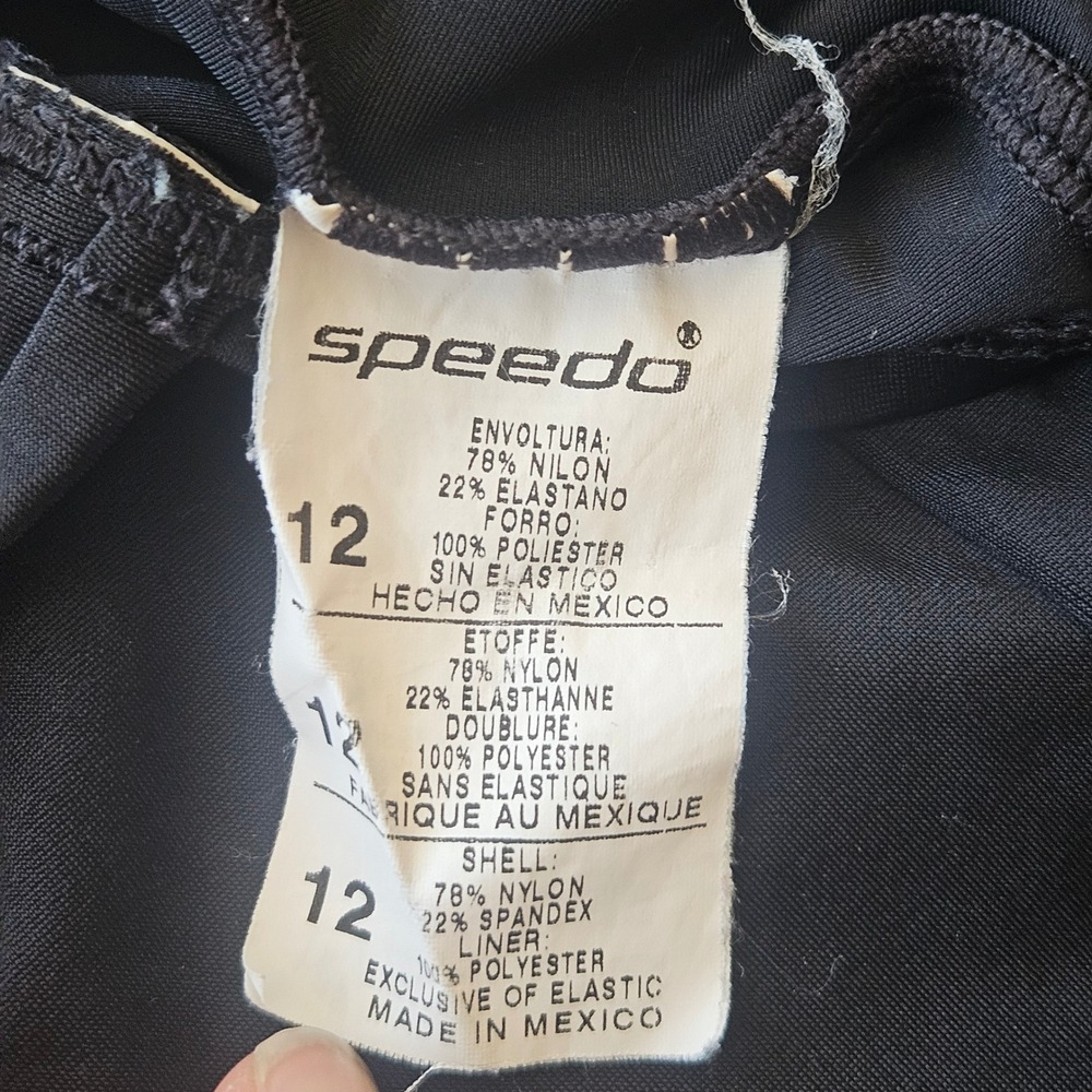 Speedo One Piece Swimsuit Women Size 12 Black Ruched V-Neck Athletic Swimwear - Picture 6 of 6